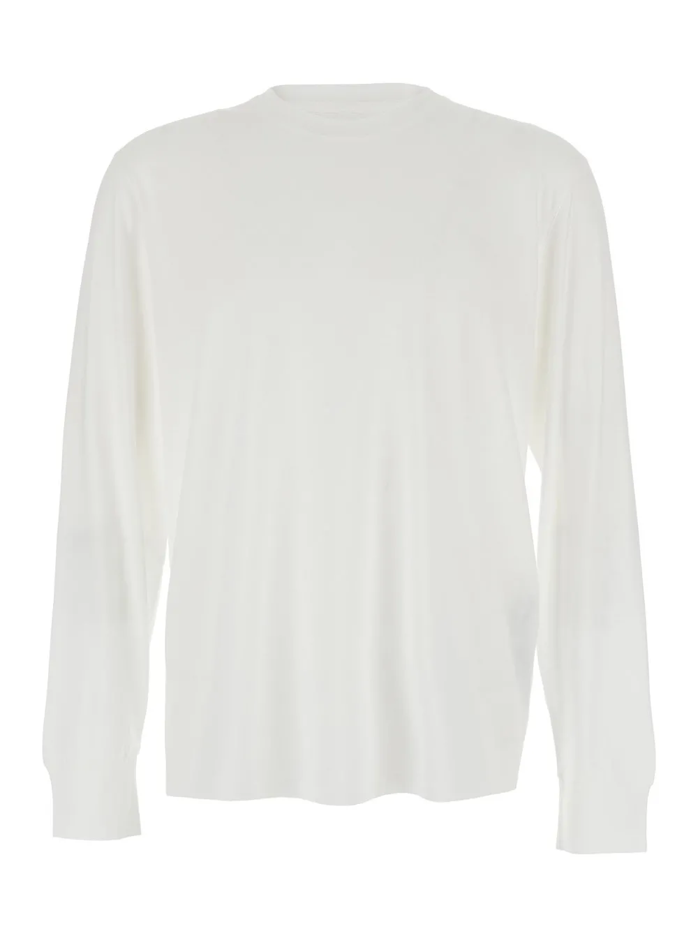 Weißes T-Shirt mit Rundhalsausschnitt und langen Ärmeln aus Baumwollmischung Herren