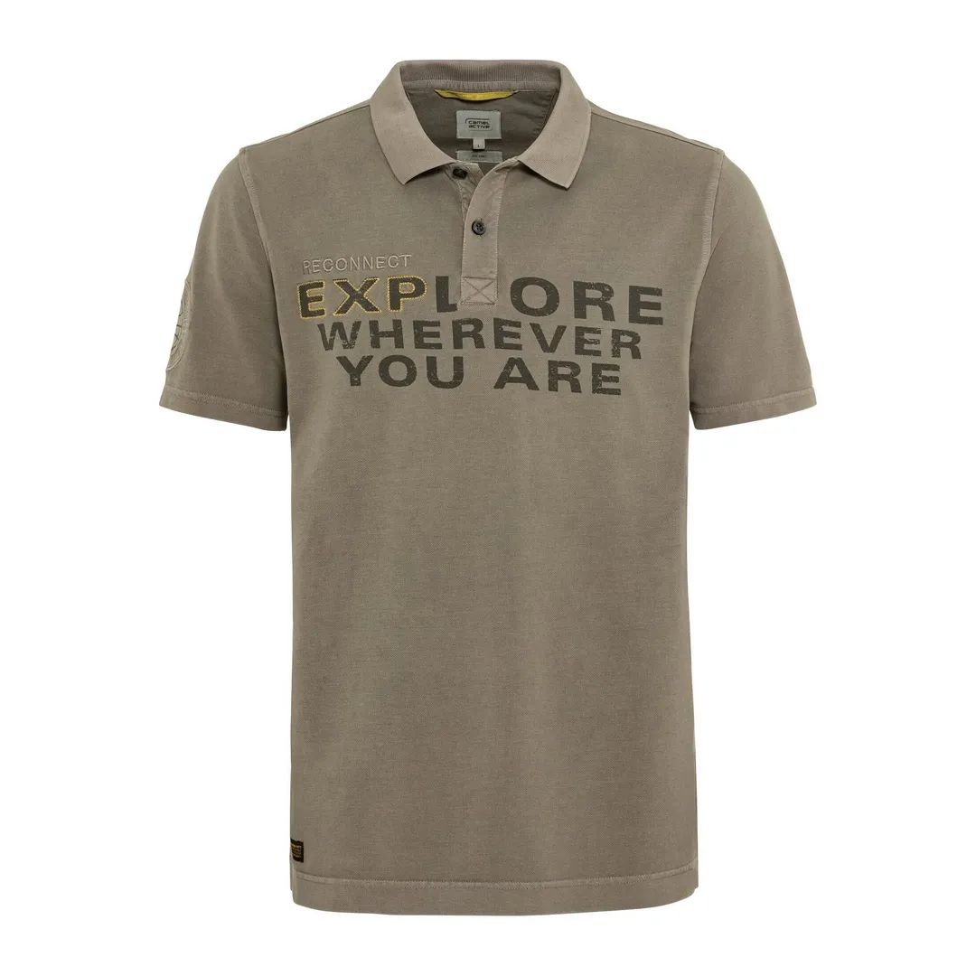 Camel active Herren Poloshirt grün Print Muster 7P08 409965 31 khaki