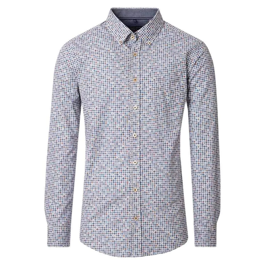 Casamoda Herren Hemd langarm Casual Fit blau gepunktet 454485200 100