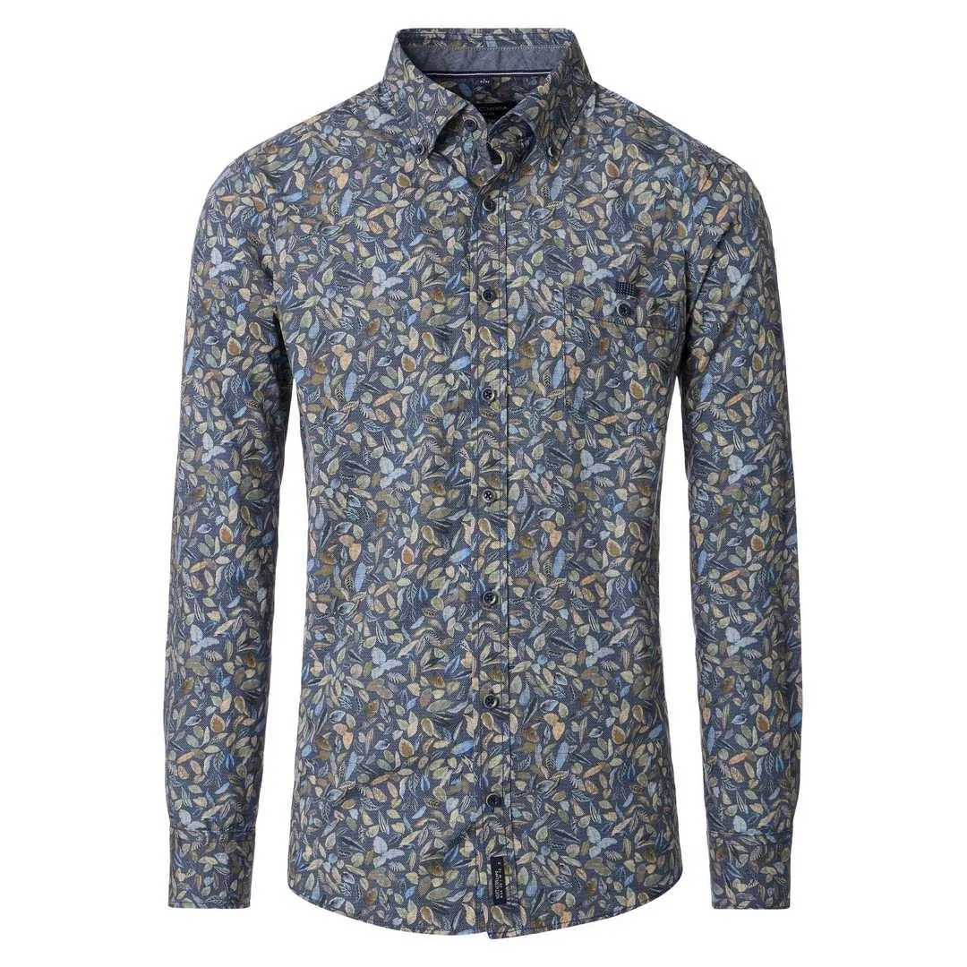 Casamoda Herren Hemd langarm Casual Fit blau floral 454482700 100
