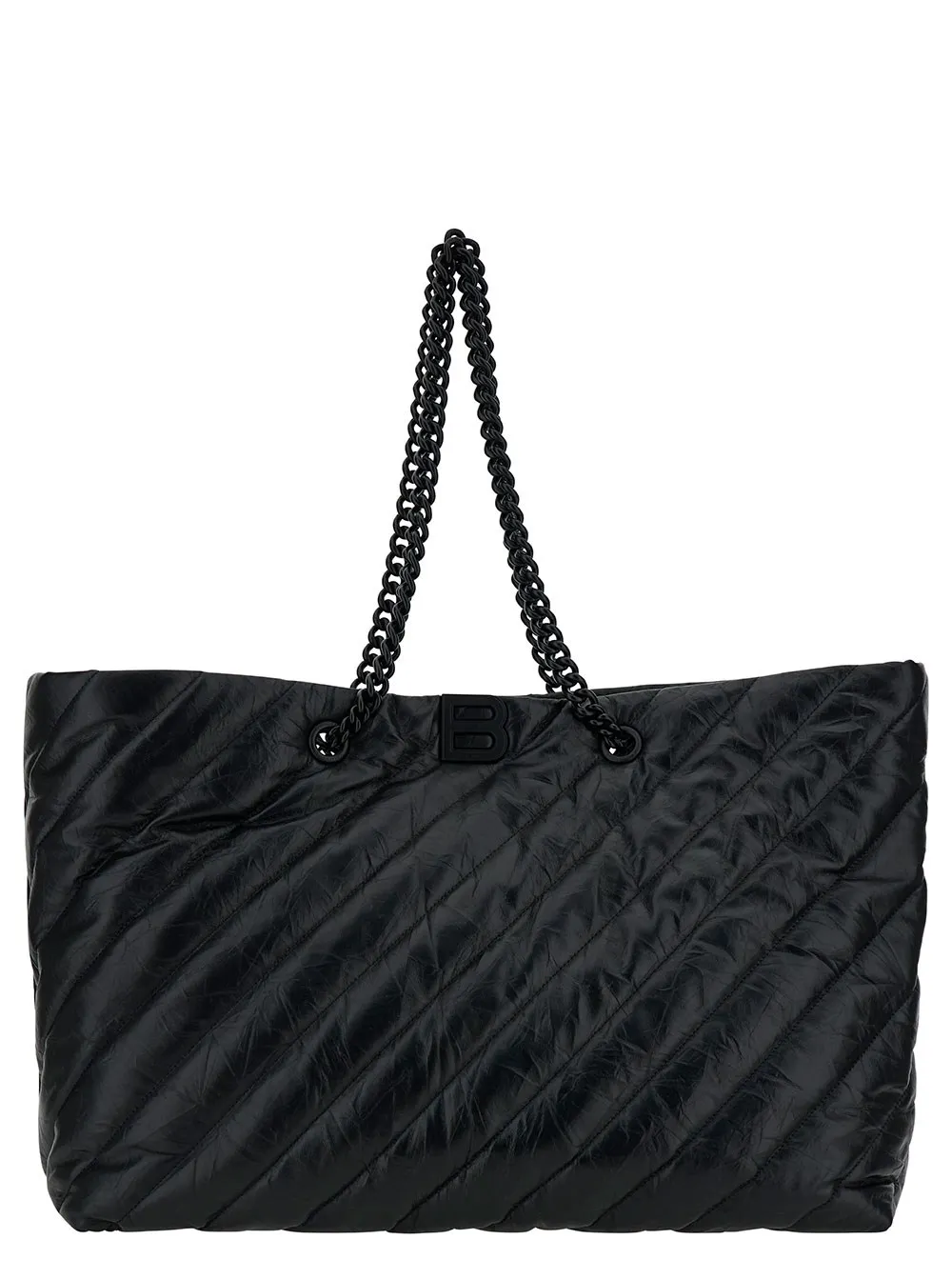 Gesteppte Ledertasche 'Big Carry All Crush' in Schwarz mit B-Logo-Detail Damen