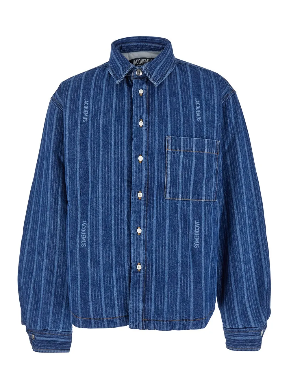 Blaues Hemd "La Chemise Boulanger" mit Logoschriftzug und All-Over-Streifenmotiv aus Baumwolle Herren