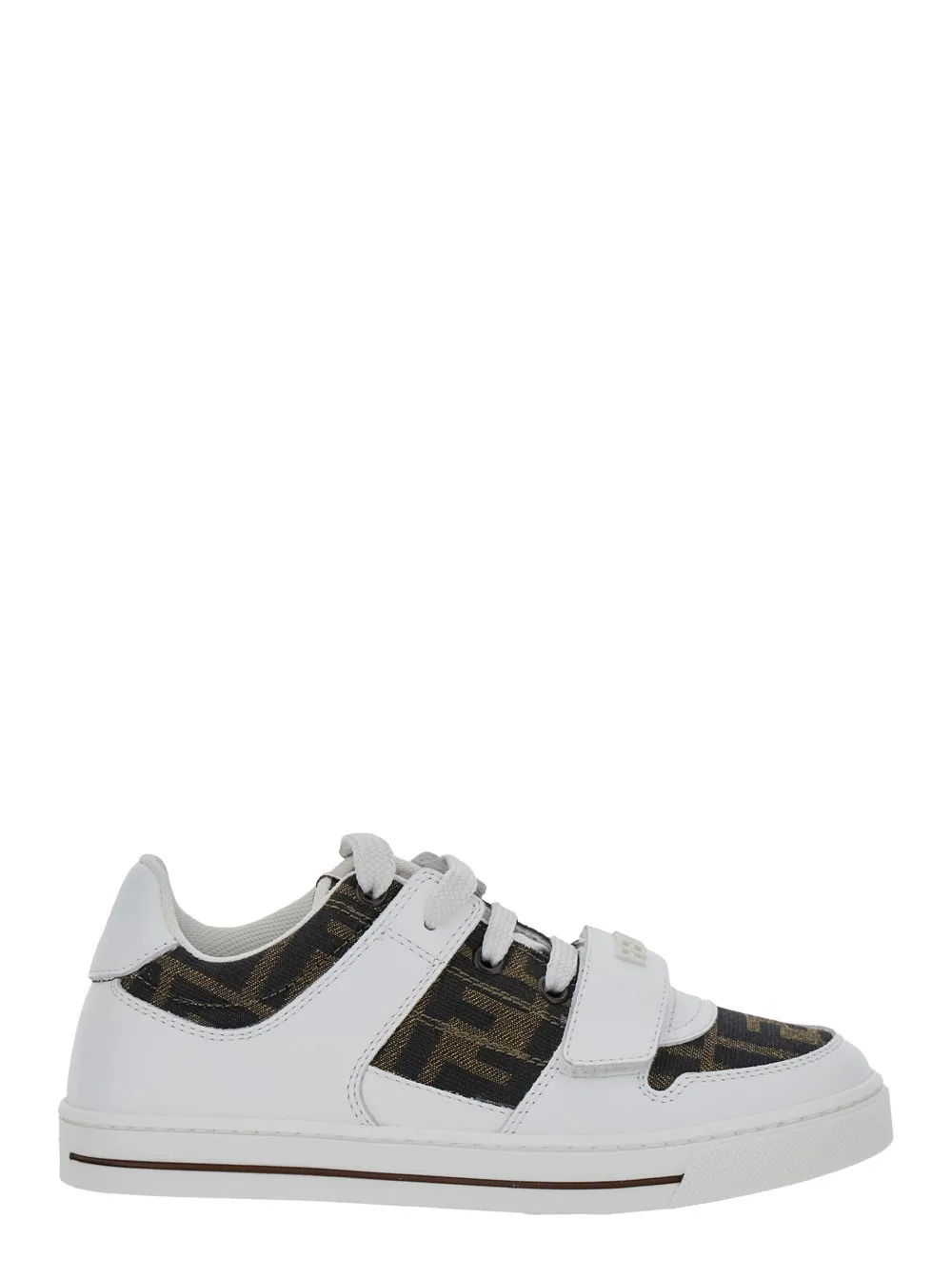 Weiße Sneakers mit All-Over-FF-Motiv aus Leder Jungen