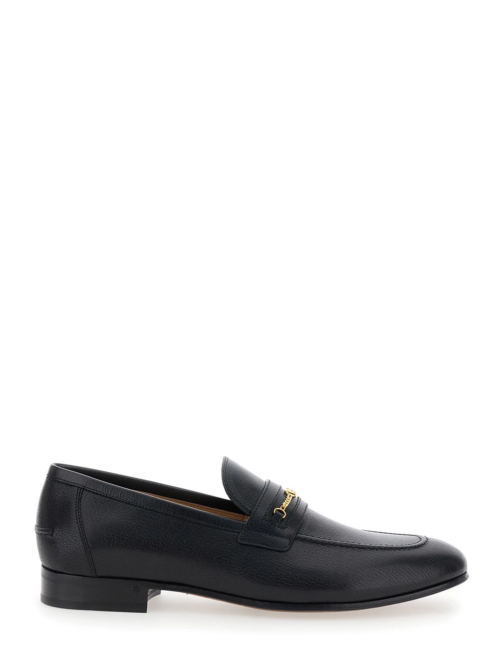 Schwarze Loafers mit dekorativem VLogo-Kettengliedriemen aus Leder Herren