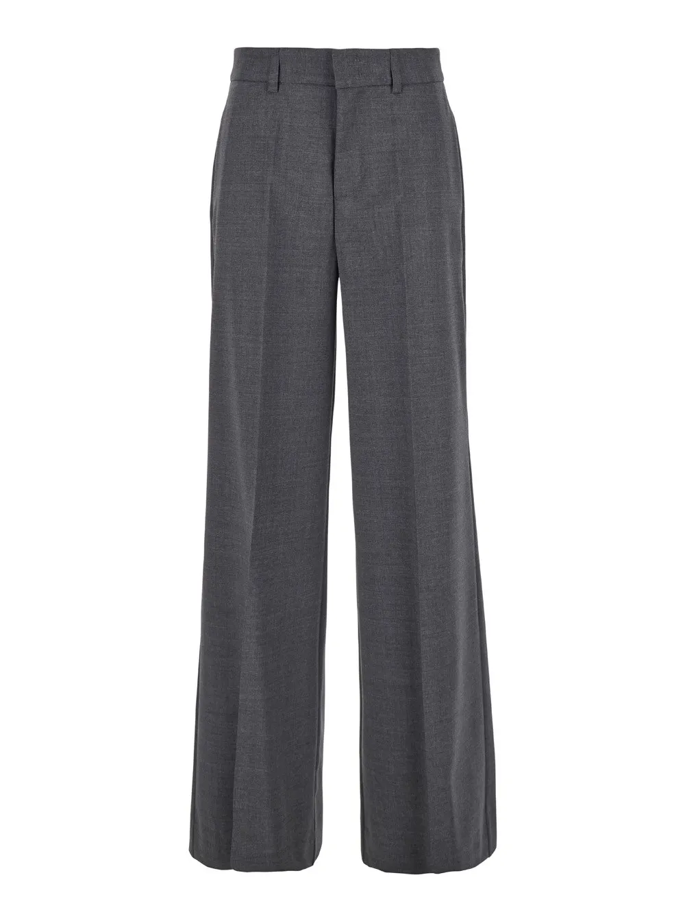 Graue maßgeschneiderte Hose mit hoher Taille und verdecktem Verschluss aus Stoff Damen