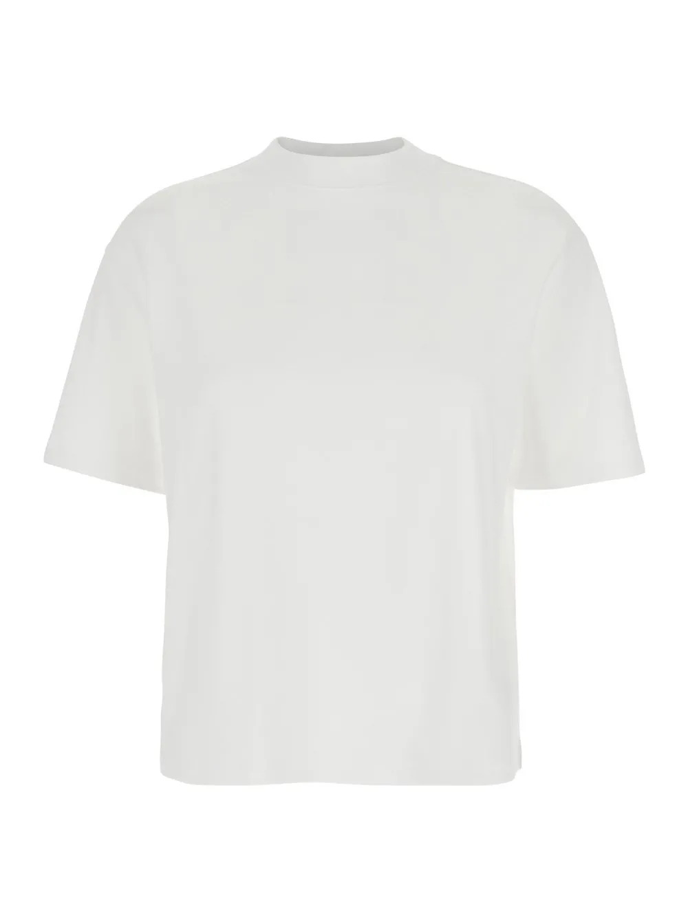 Weißes Rundhals-T-Shirt aus Baumwolle Damen