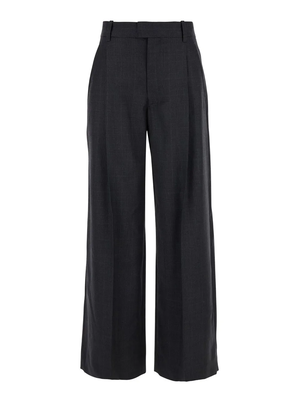 Hose "Romina" für Damen aus Wolle in Grau mit hoher Taille und Karomotiv