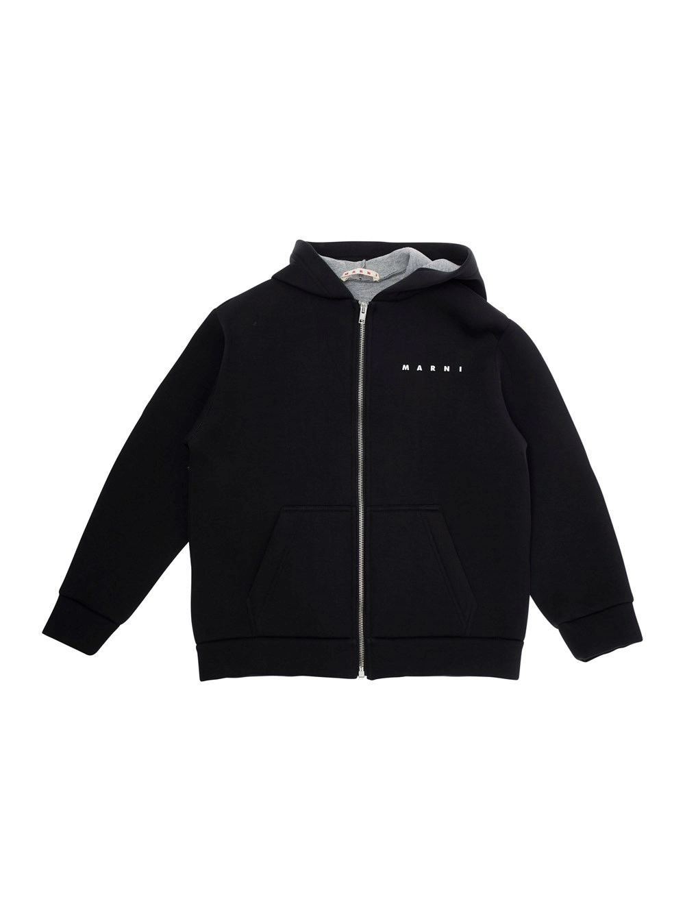 Schwarzer Kapuzenpullover mit Logoschriftzug auf der Vorderseite aus Baumwolle Jungen