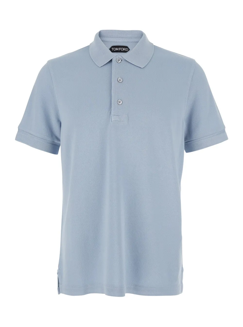 Hellblaues Kurzarm-Polo aus Baumwoll-Piquet-Jersey Herren