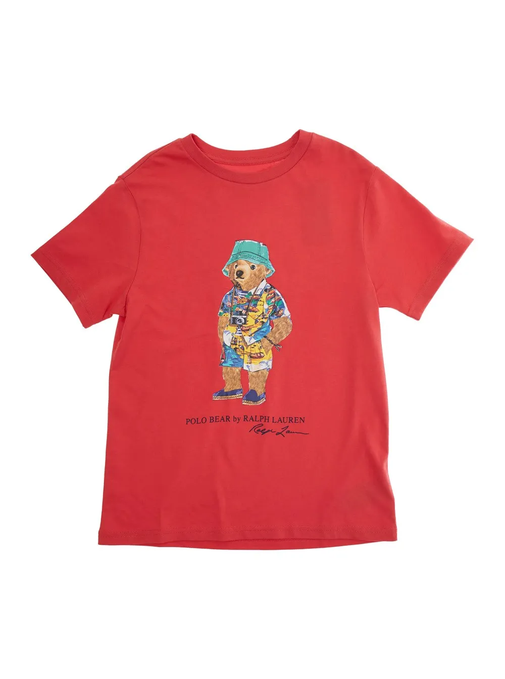 Rotes T-Shirt mit Rundhalsausschnitt und Maxi-Logo auf der Vorderseite aus Baumwolle Jungen