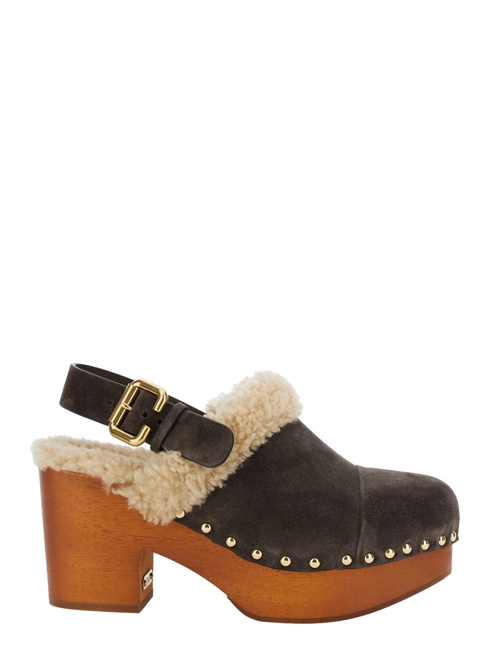 Braune Keil-Clogs "Jeanette" aus Wildleder und Holz Damen