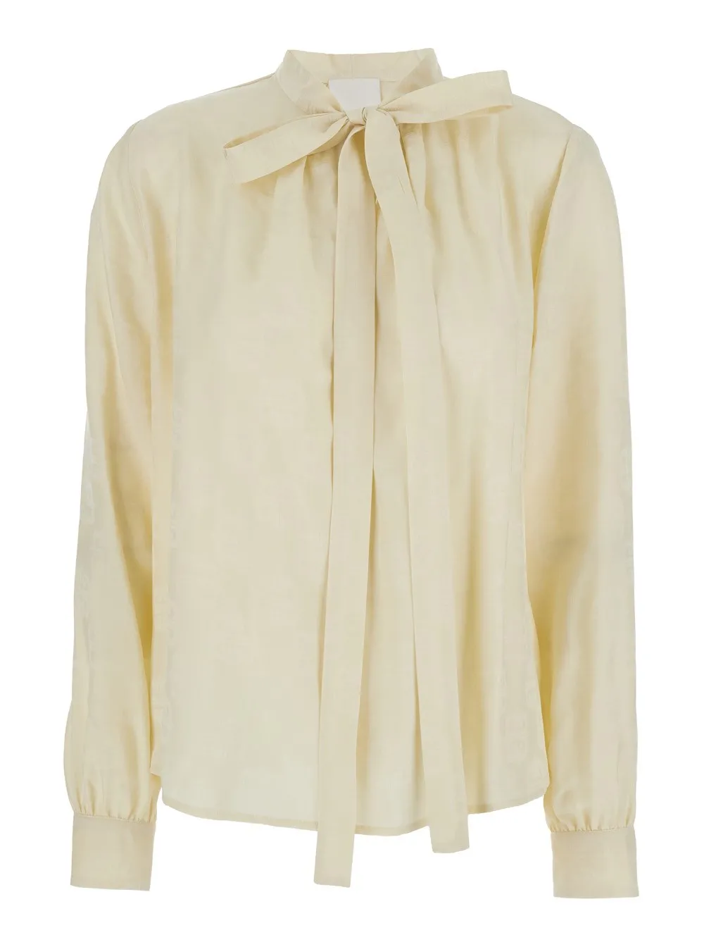 Beige Pussy Bow Bluse aus Seidenmischung Damen