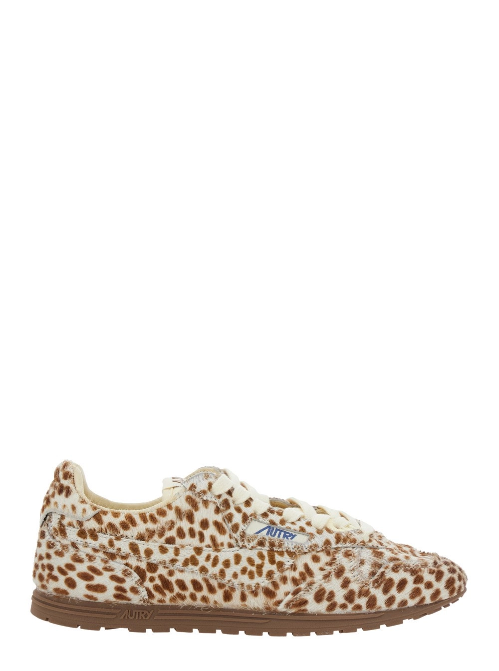 Braune Sneakers "Windspin Low" mit Logo an der Seite und Animalier-Motiv aus Wildleder Damen