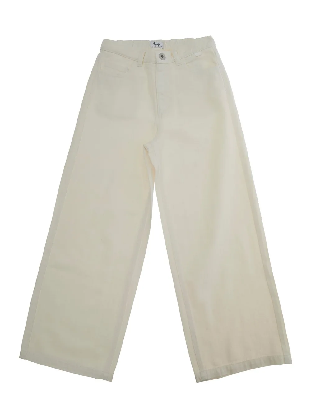 Weiße Hose mit Logoaufnäher vorne und hinten Elastikbund aus Baumwolle Mädchen