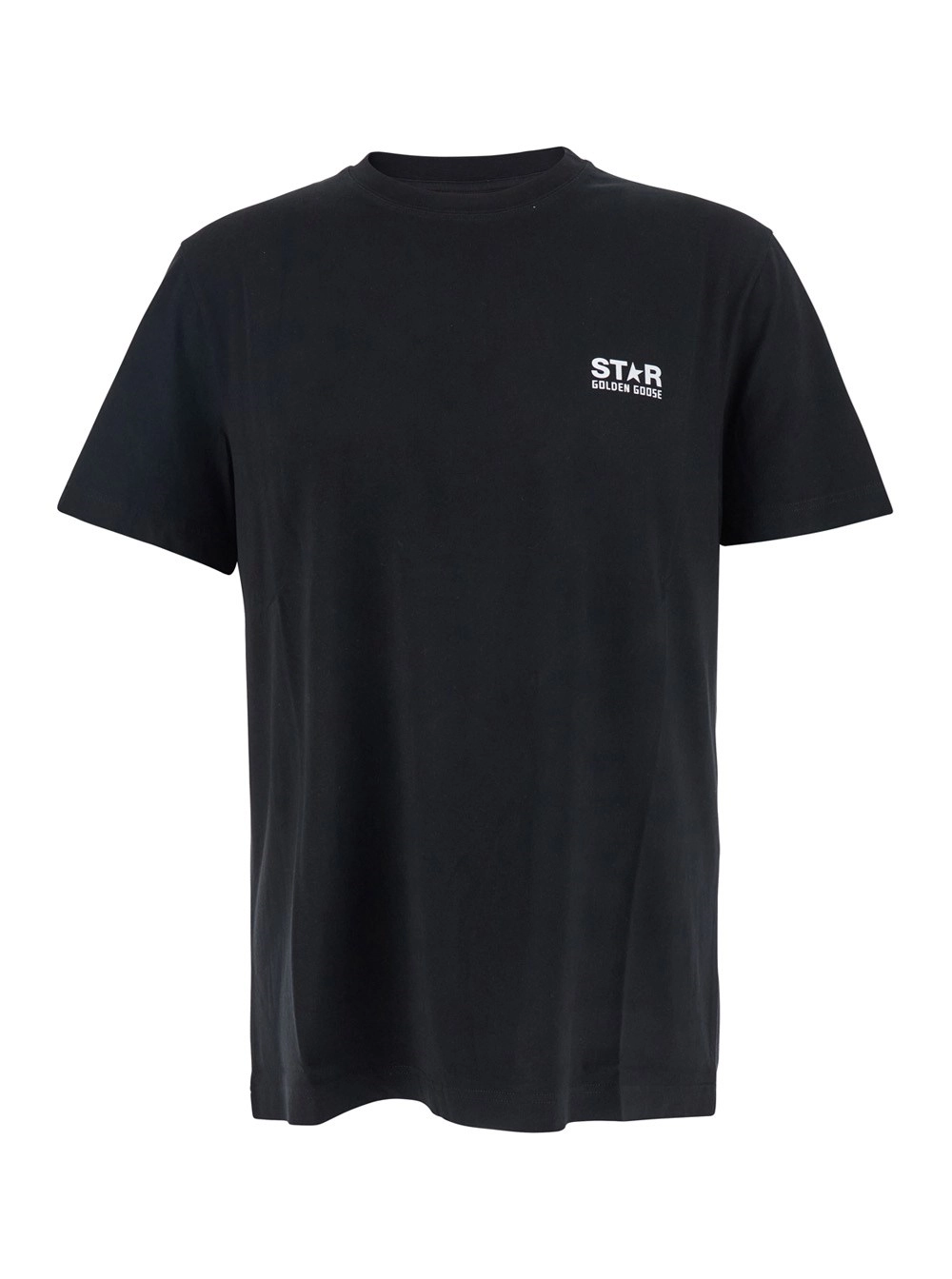 Schwarzes T-Shirt mit Rundhalsausschnitt und Logo vorne und hinten aus Baumwolle Herren
