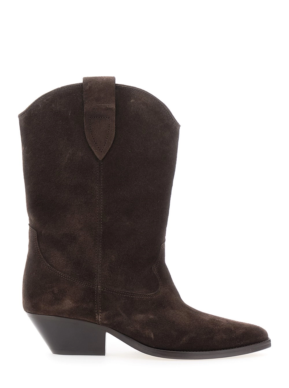 Braune Stiefeletten "Duerto" mit niedrigem Blockabsatz aus Wildleder Damen