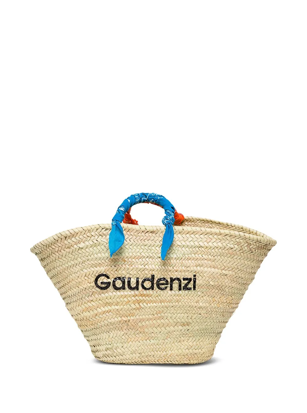 Straw Handbag with Rubberized Logo