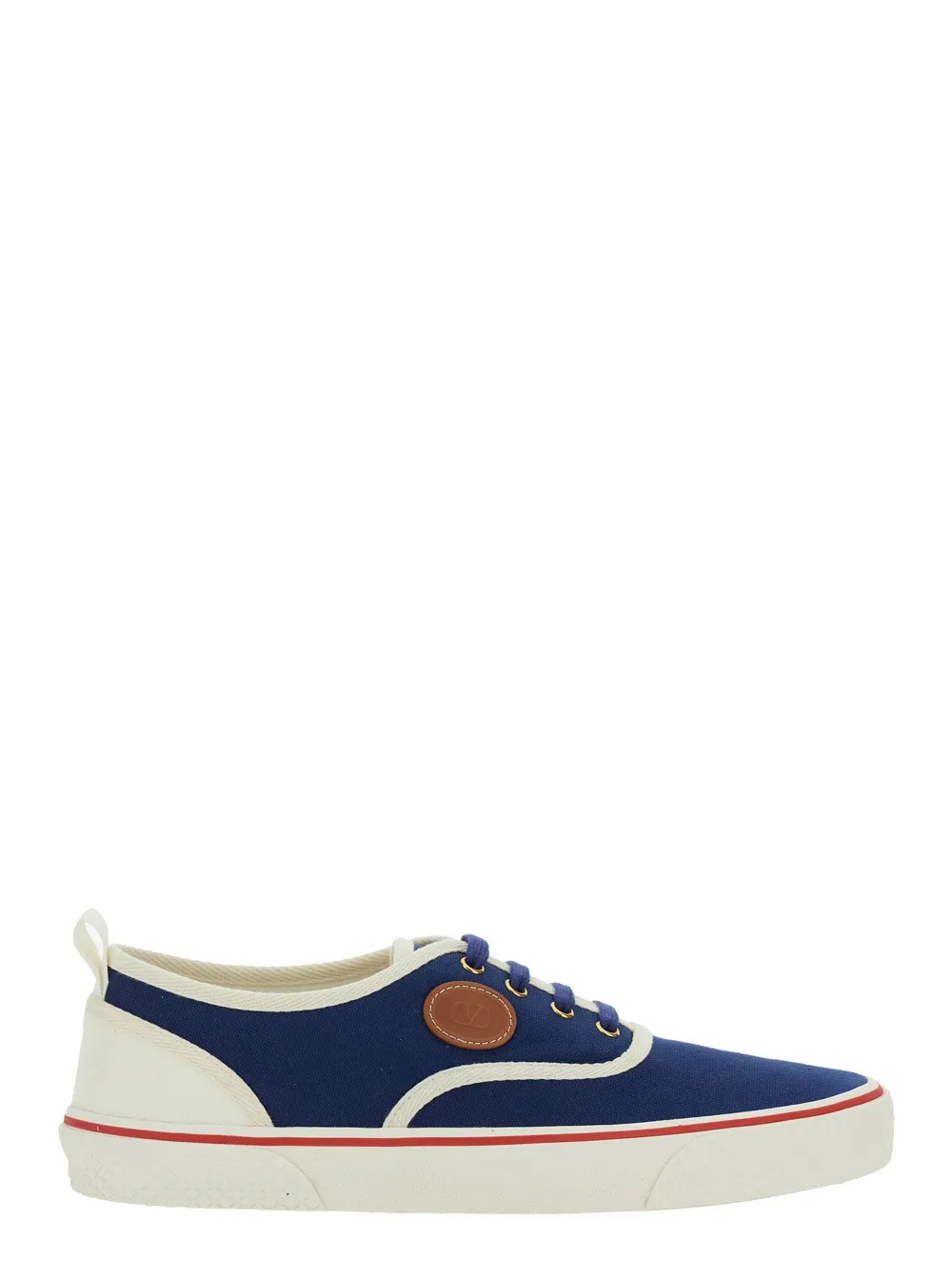 Blaue Low-Top-Sneakers mit VLogo-Aufnäher an der Seite aus Baumwolle Herren