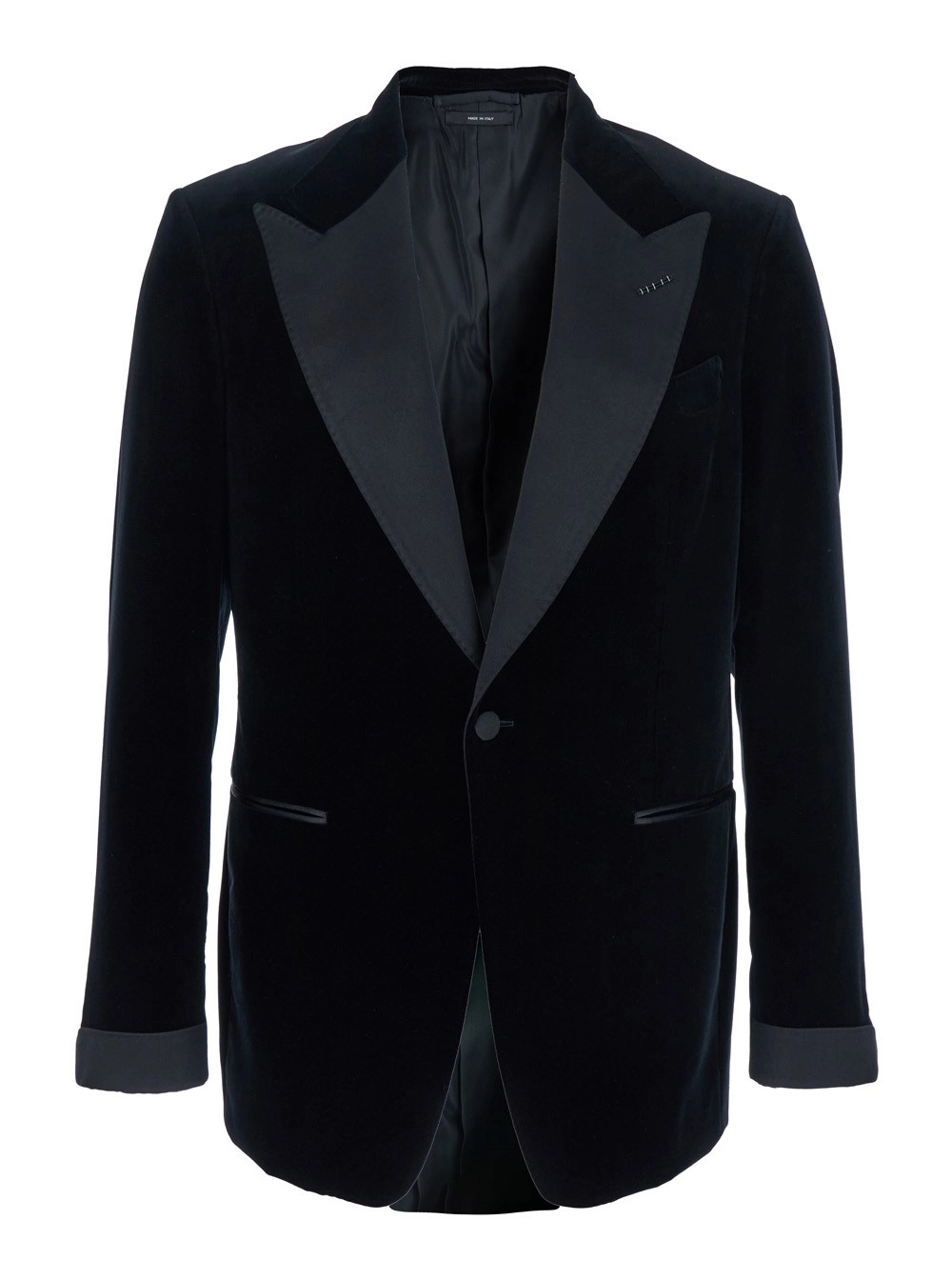 Jacke "Shelton" für Herren aus Samt in Schwarz mit breitem Revers und Rahmen-Wockets