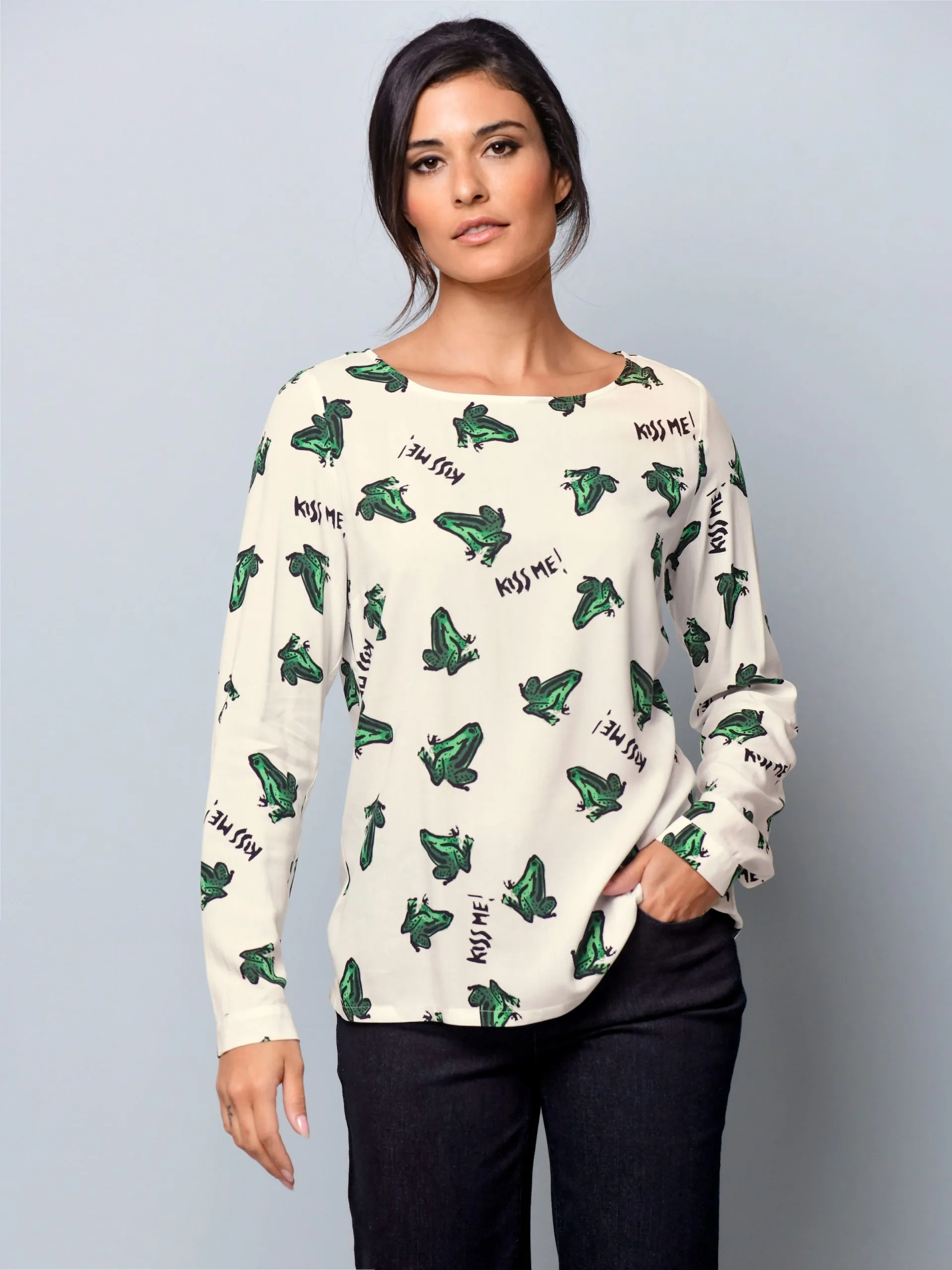 "Bluse mit Druckdessin ""Frösche"""