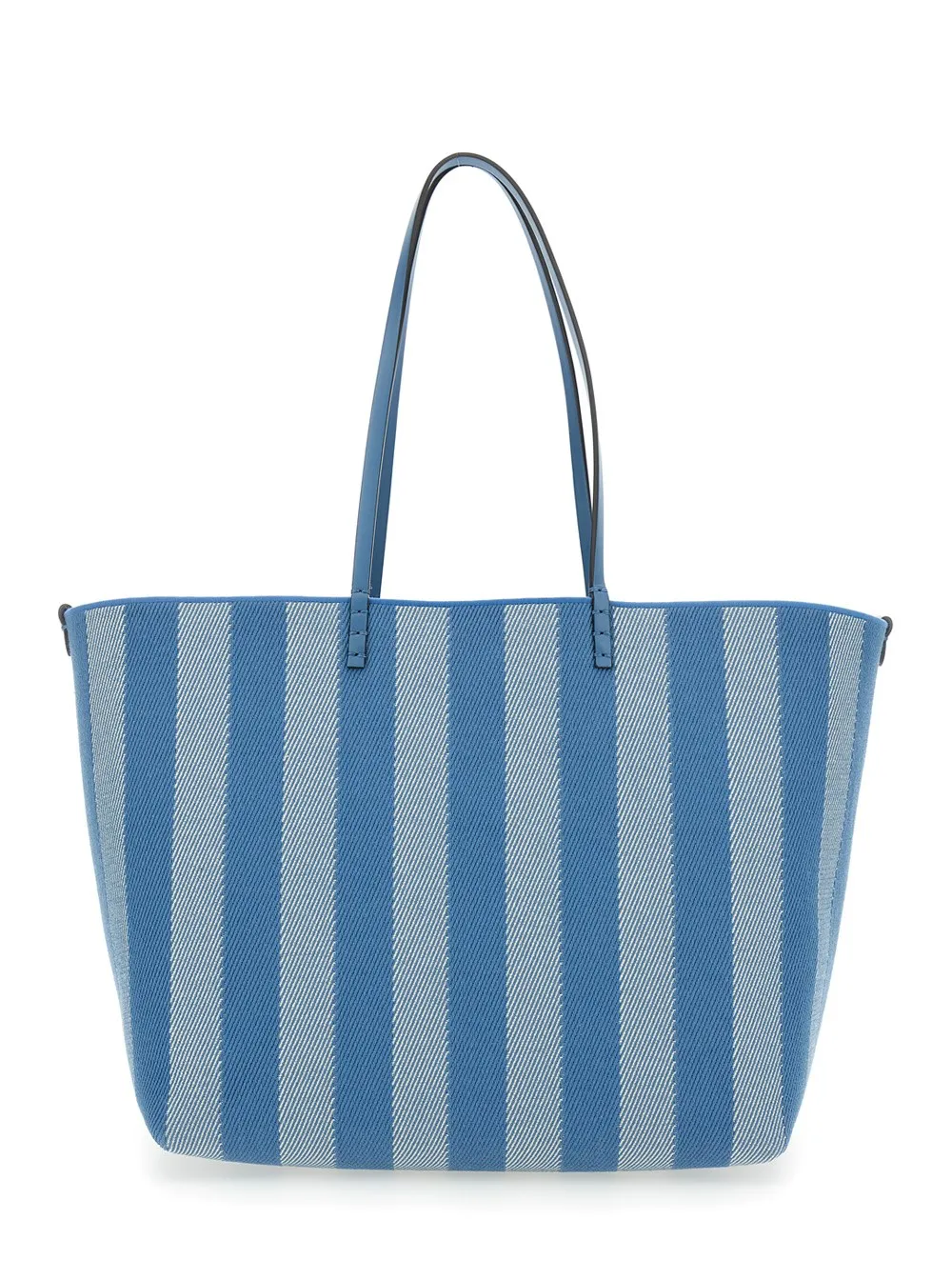 Blauer Shopper "Roll Large" mit wendbarem Design und All-over-Streifenmotiv aus Baumwolle Damen