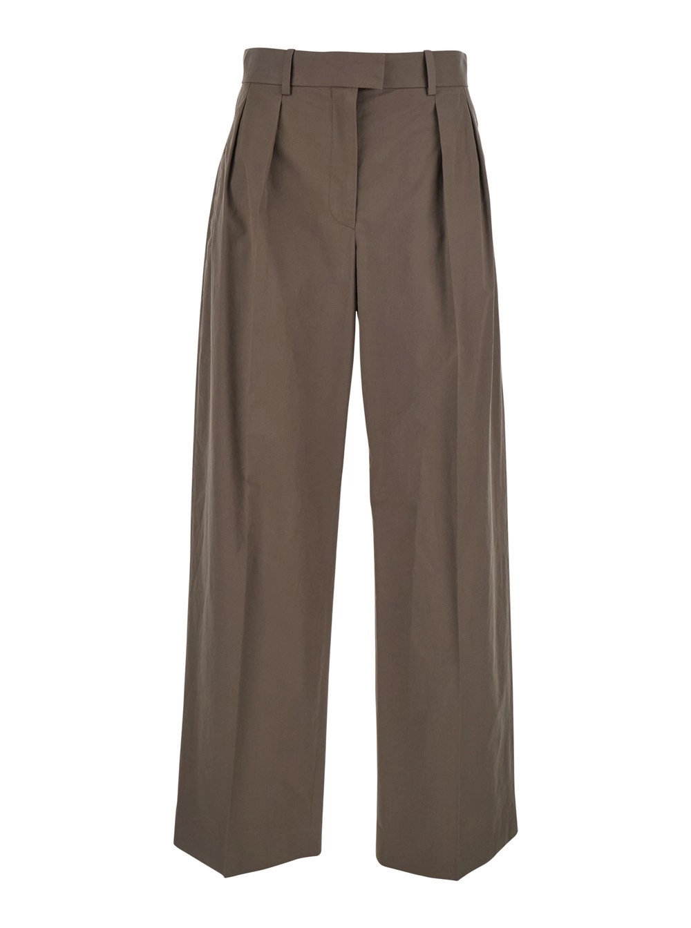 Braune Hose "Alfidis" mit Gürtelschlaufen und weitem Bein aus Baumwolle Damen