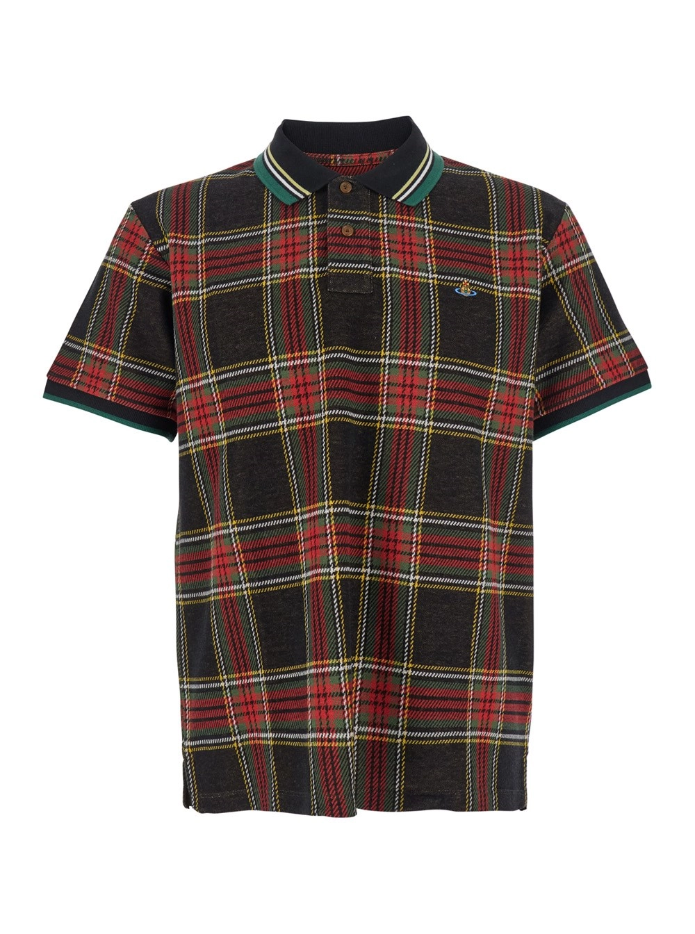 Mehrfarbiges Polohemd mit Orb-Verzierung auf der Brust und All-Over-Tartan-Motiv aus Baumwolle Herren