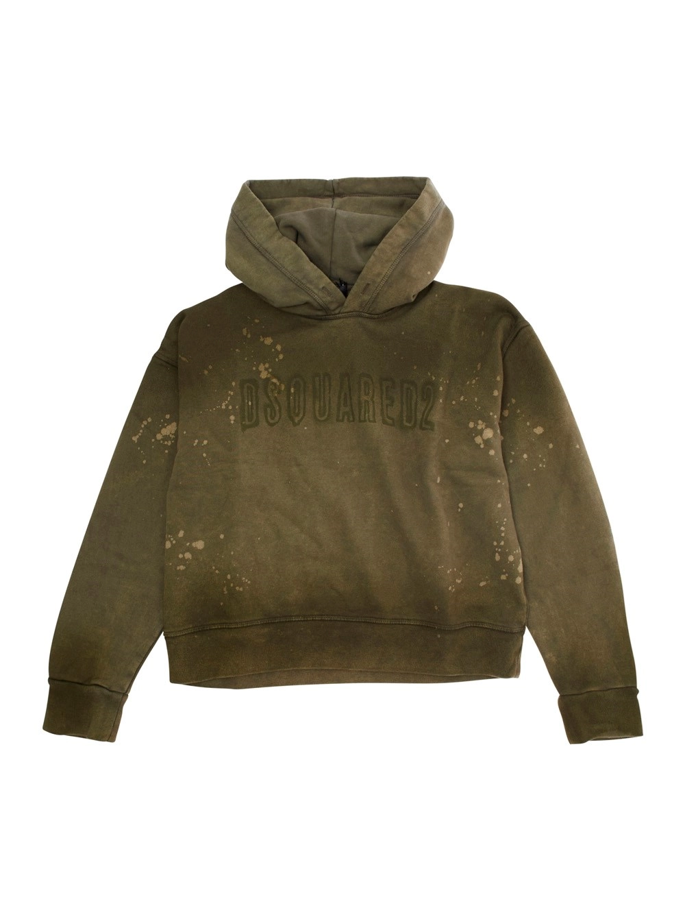 Grüner Kapuzenpullover mit Maxi-Druck vorne aus Baumwolle Jungen