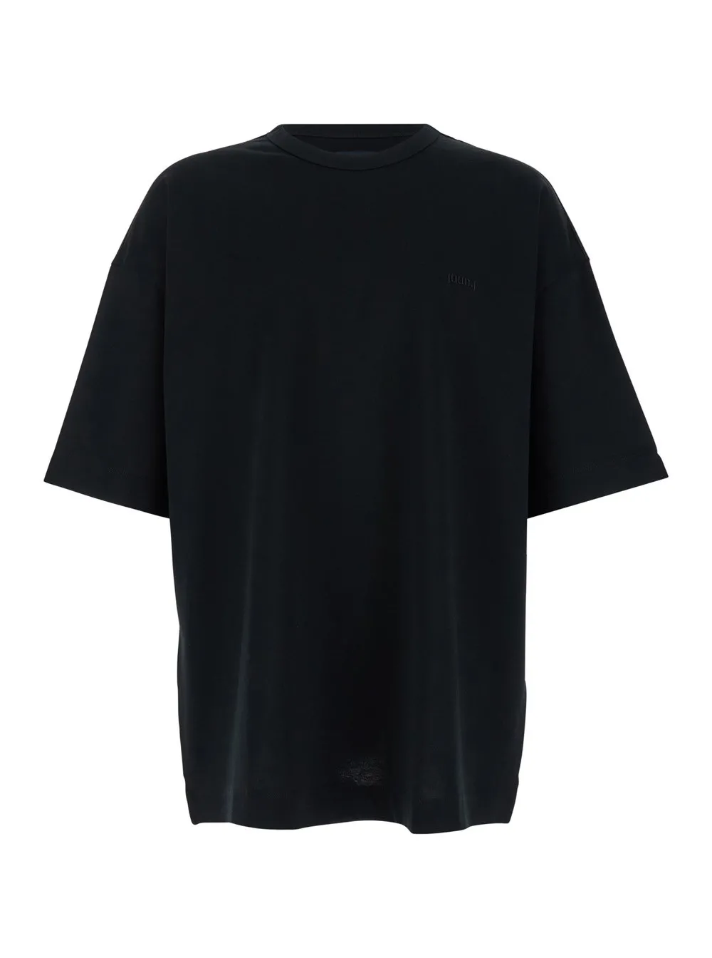 Schwarzes Oversize-T-Shirt mit grafischem Druck hinten aus Baumwolle Herren