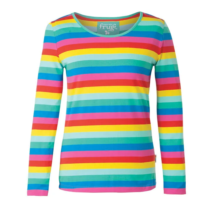 Frugi Grown Ups Bryer Top Flamingo Multi Stripe