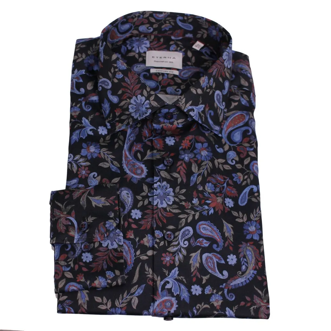 Eterna Herren Hemd langarm Comfort Fit rot blau Paisley 1051 E17K 17