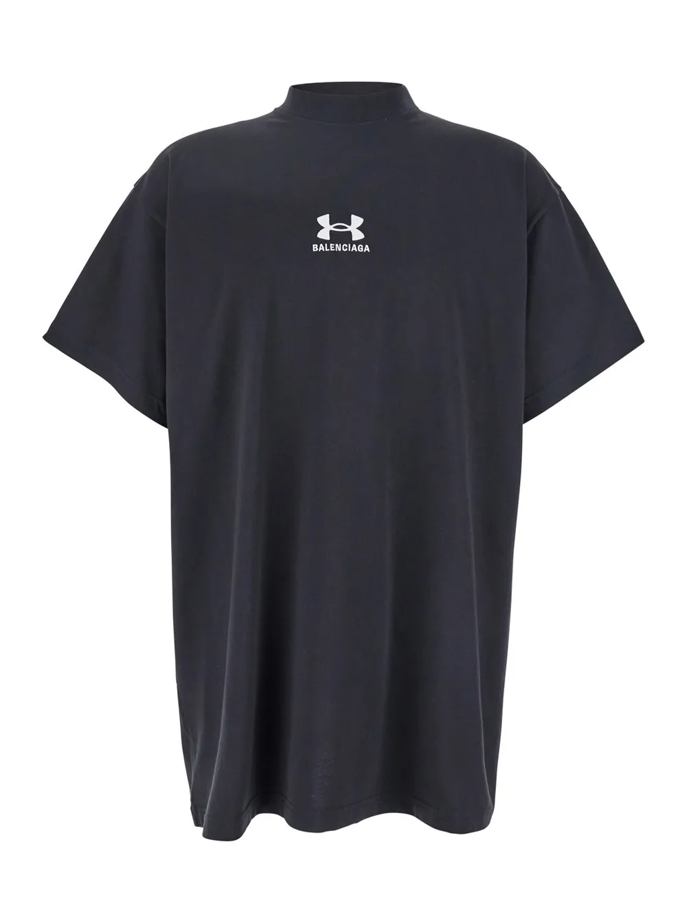 Schwarzes T-Shirt mit Under Armour® Vorder- und Rückseite Logostickerei aus Baumwolle Herren
