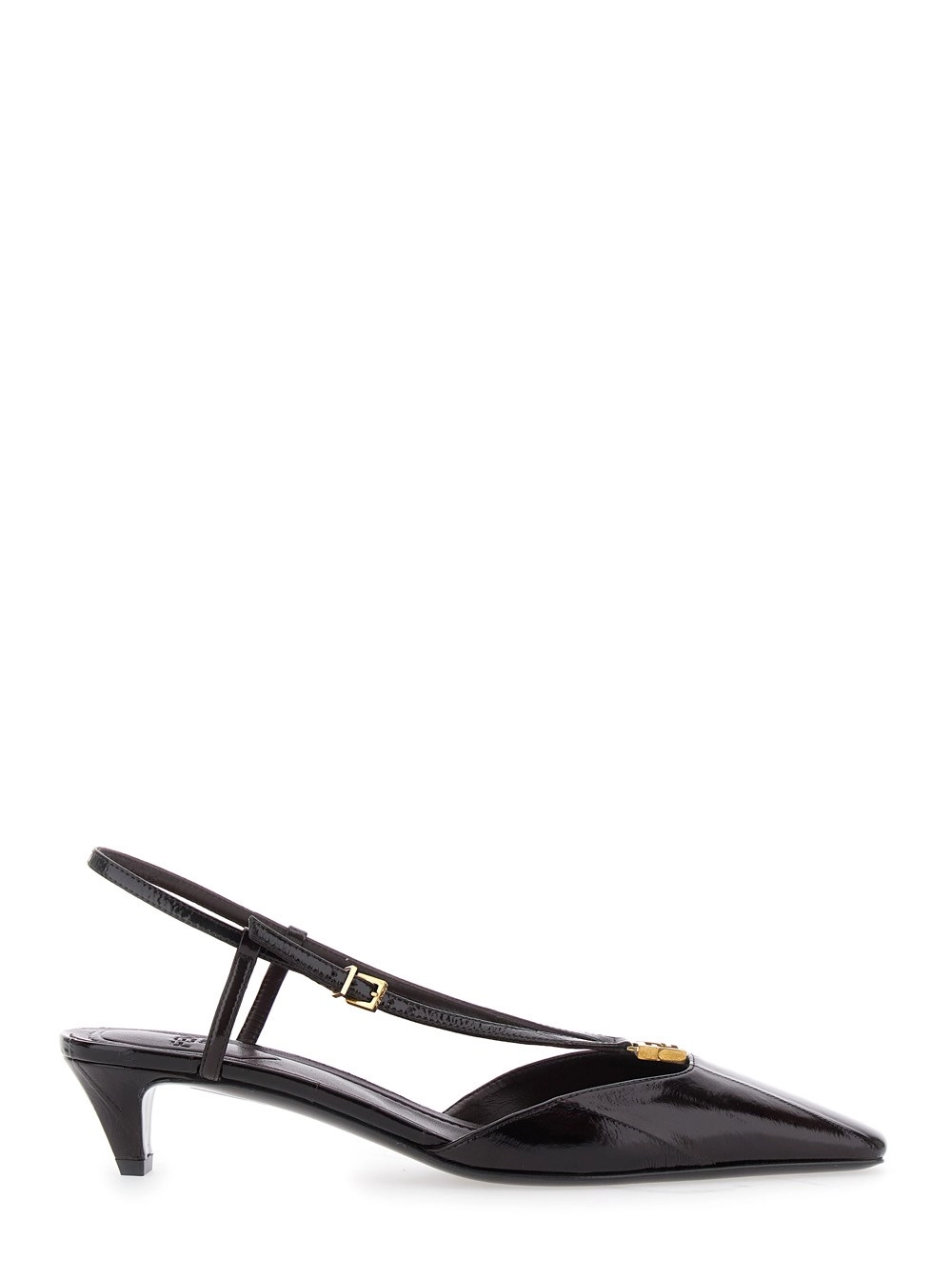 Braune Pumps mit FF-Logo auf der Vorderseite aus Leder Damen