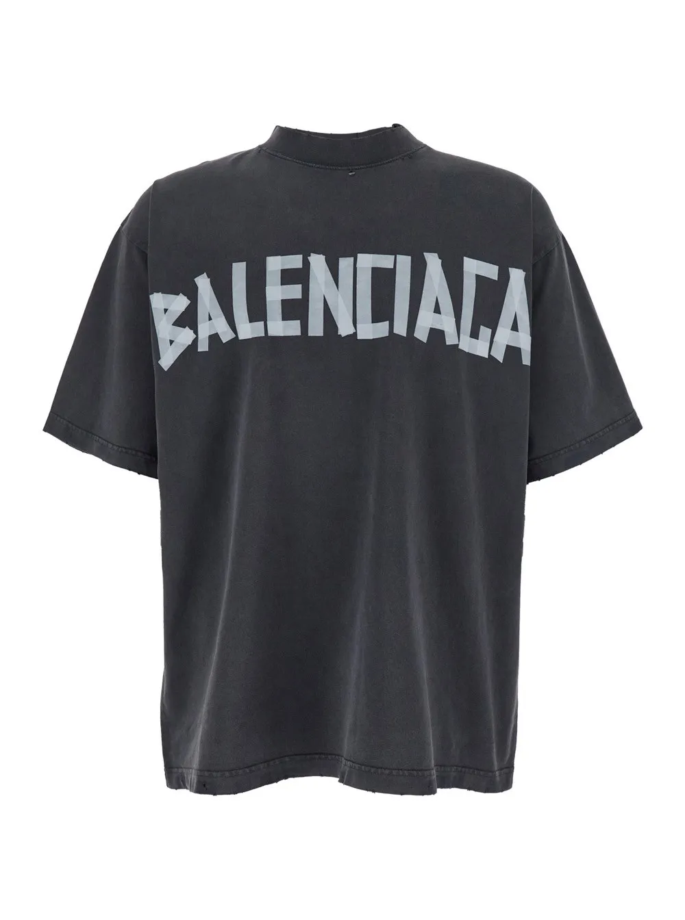 Schwarzes T-Shirt mit Logoschriftzug vorne und hinten aus Baumwolle Herren