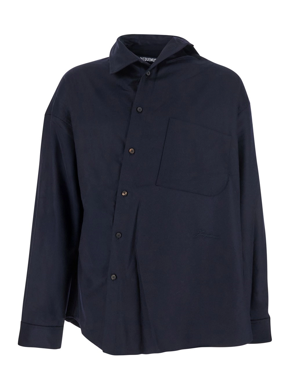 Blaues Hemd mit asymmetrischem Design aus Wolle Herren