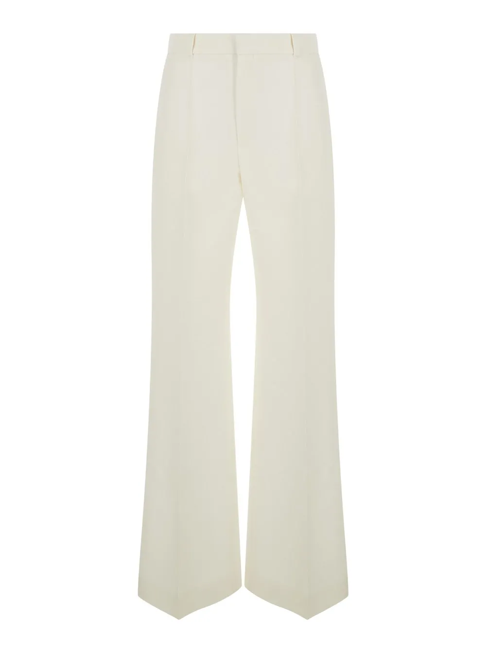 Weiße Schlaghose aus Wolle und Seide Damen