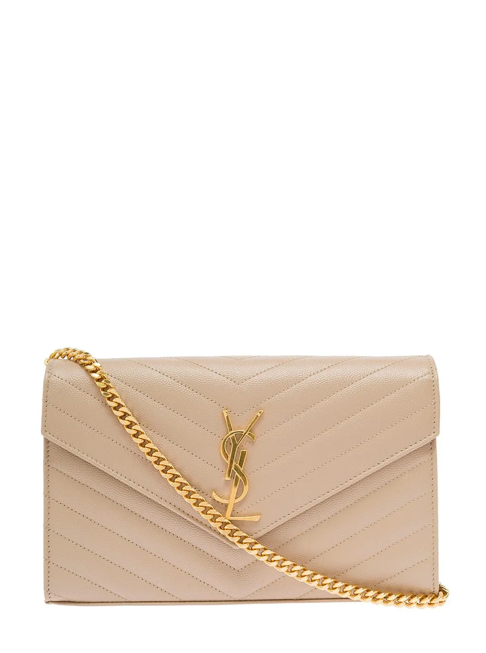 Chevron Beige Leder Umhängetasche Saint Laurent Woman