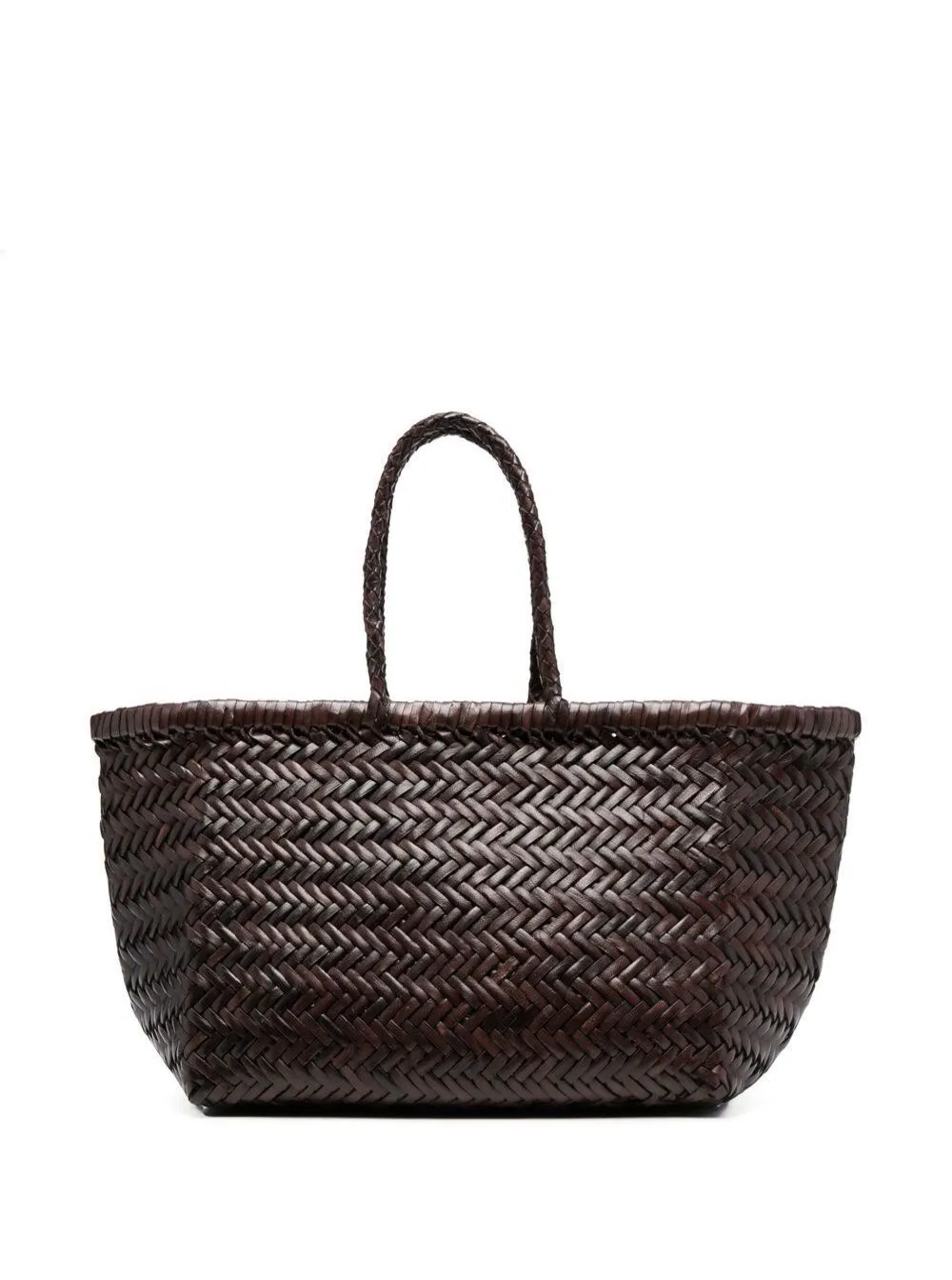 'Triple Jump' Brown Small Tote Bag in Braided Leather Woman