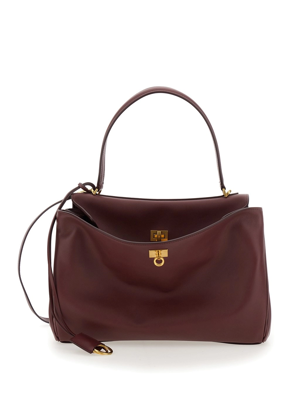 Bordeaux Handtasche "Medium Rodeo" mit abnehmbarem Schlüsselanhänger aus Glattleder Damen