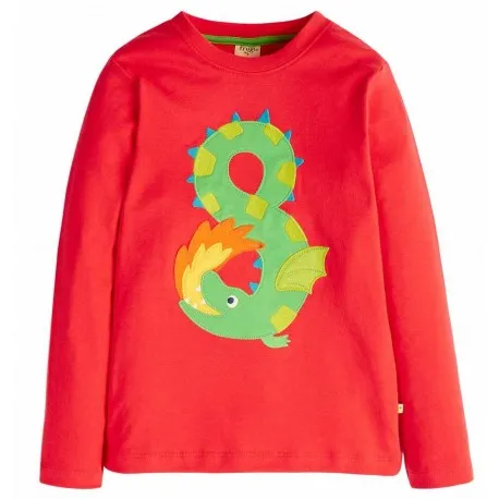 frugi - Bio Kinder Langarmshirt "Magic Number" mit Drachen-Applikation