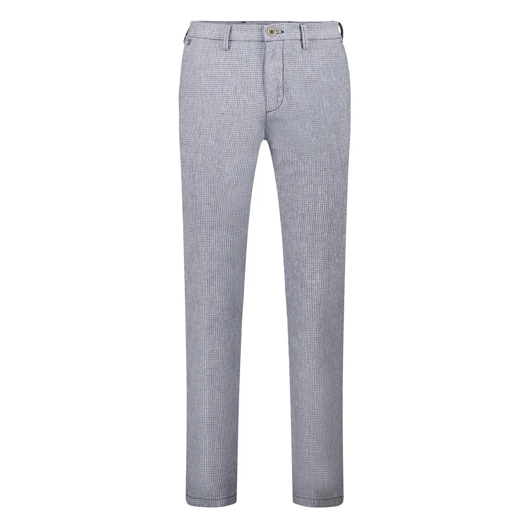 Gardeur Herren Leinen Hose Chinohose Savage 2 blau kariert 440871 1067 mood indigo