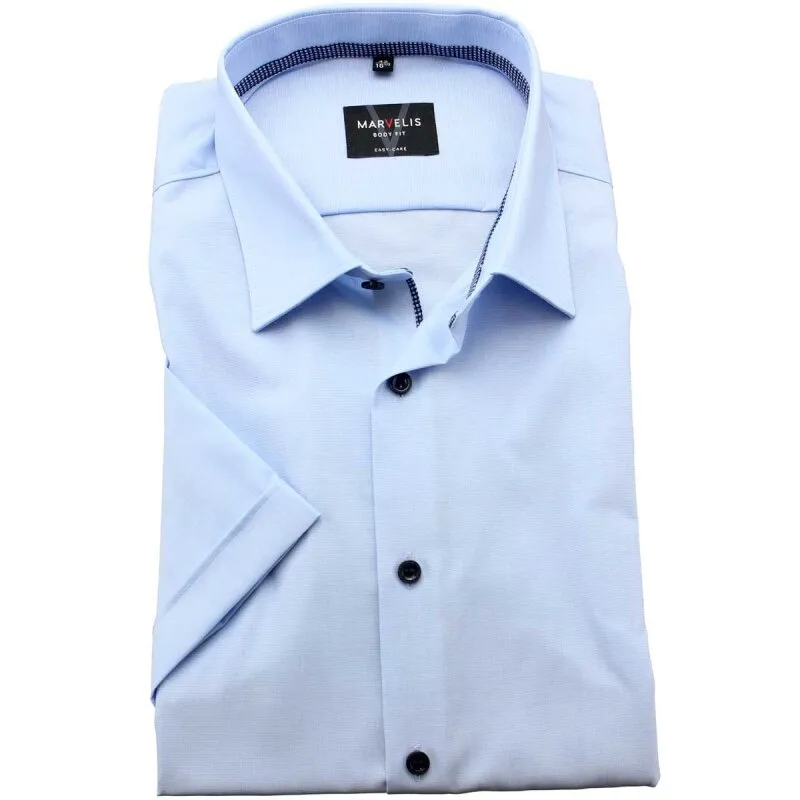 MARVELIS Hemd BODY FIT Fil a Fil halbarm mit Kontrast 38 (S)