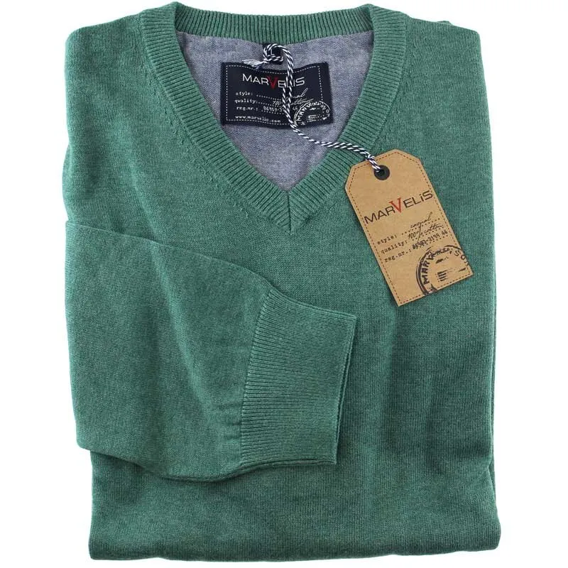 Marvelis pullover con cuello en V, manga larga L