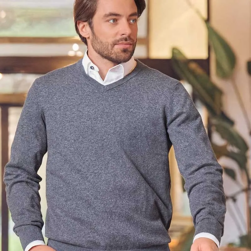 Punto de los hombres, con cuello en V, marca MARVELIS, algodón puro XXL (56)