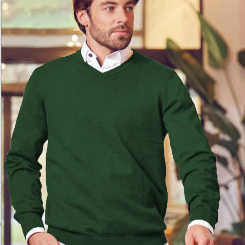 Punto de los hombres, con cuello en V, marca MARVELIS, algodón puro