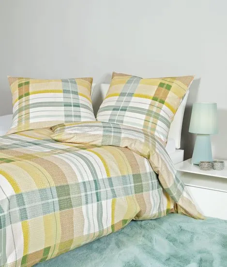 Janine Bettwäsche TANGO Mako-Soft-Seersucker limone grauchgrün 20122-06