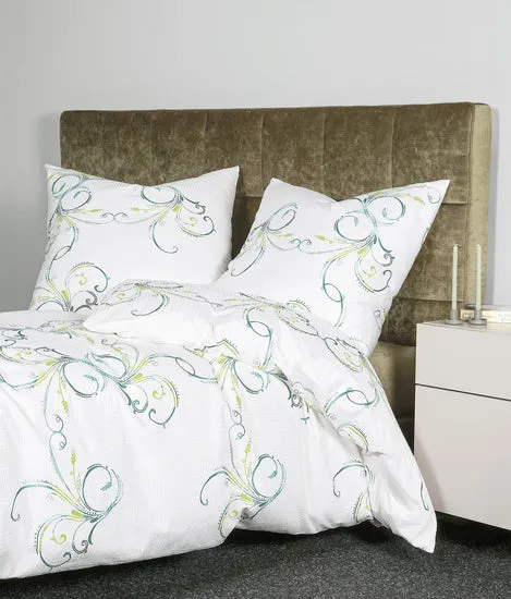 Janine Bettwäsche TANGO Mako-Soft-Seersucker salbeigrün limone 20136-06