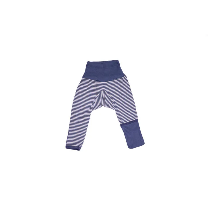 Cosilana Baby Hose mit Beinumschlag aus Wolle/Seide geringelt