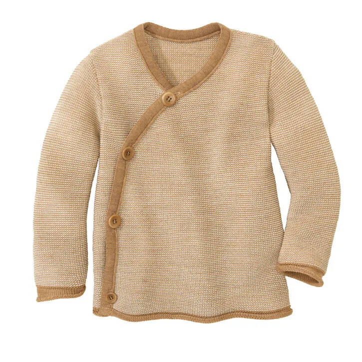 Disana Melange-Jacke 86/92 Karamell-Natur aus Schurwolle kbT