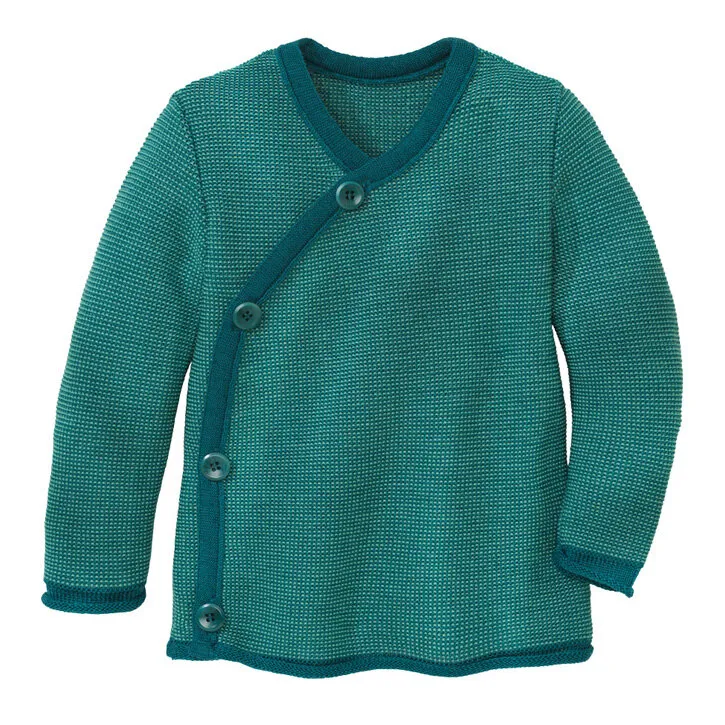 Disana Melange-Jacke 86/92 Pacific-Mint aus Schurwolle kbT